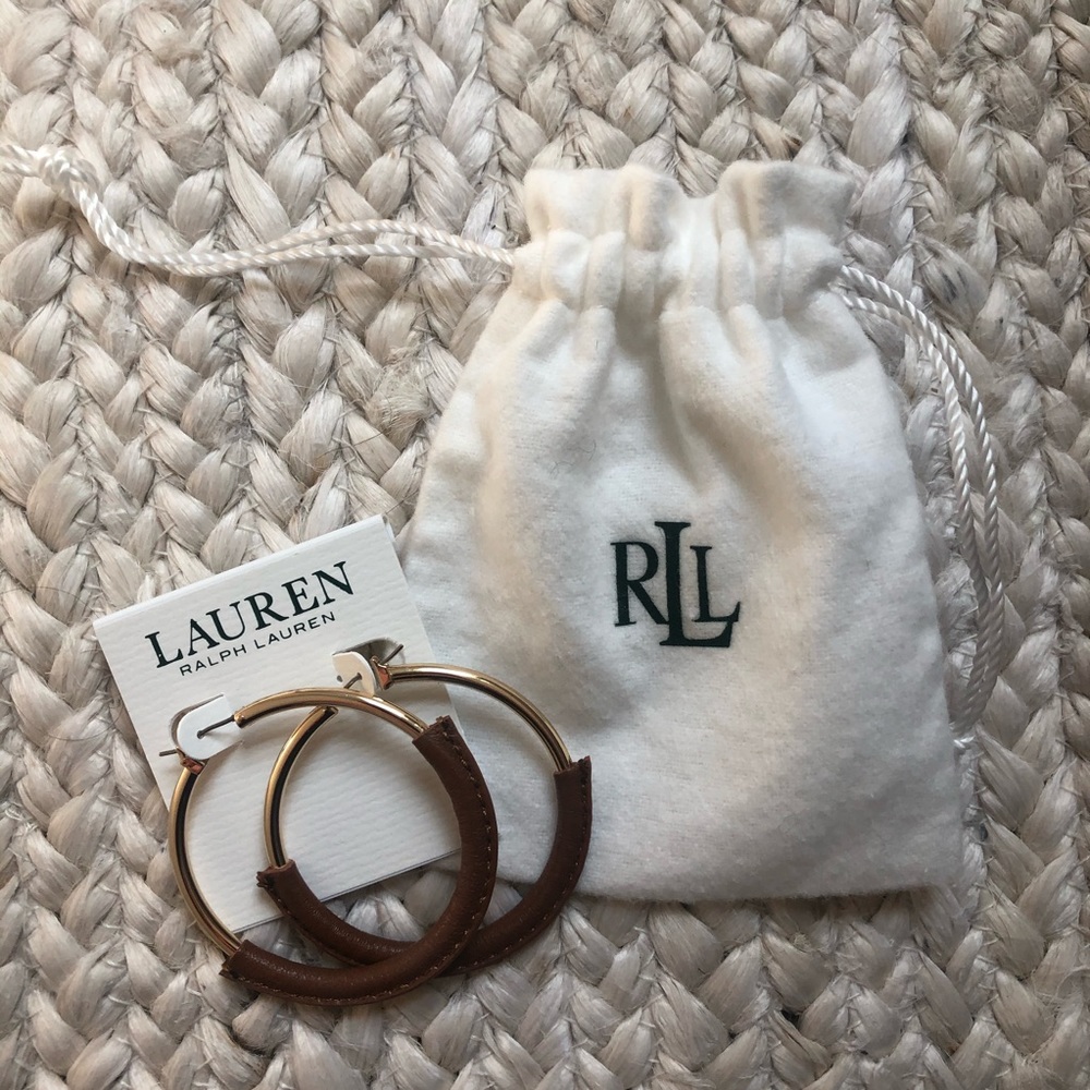 Ralph Lauren Hoop Earrings with Leather detail.